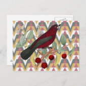 山形とヴィンテージ赤い鳥 ポストカード (正面/裏面)