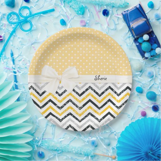 山形と水玉模様 ペーパープレート (パーティー)