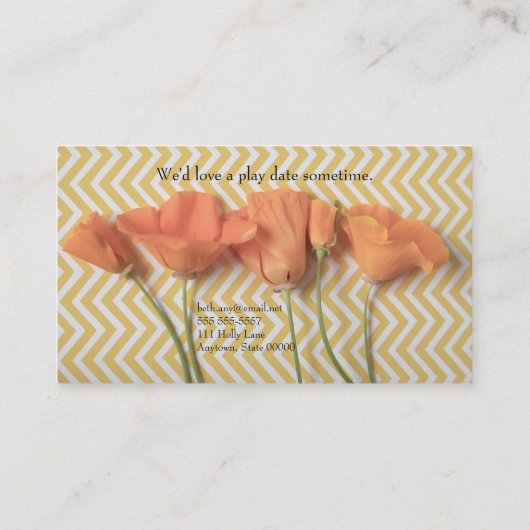 山形のサーフェス上にカリフォルニア州オレンジのケシ 名刺 (裏面)