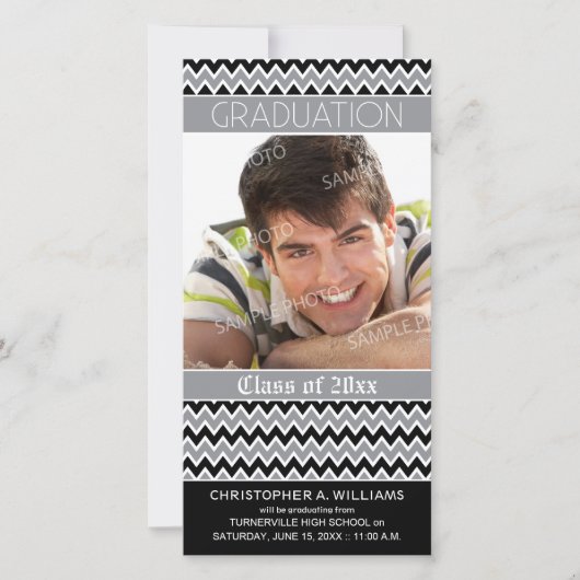 山形の卒業発表（黒） 案内状 (正面)