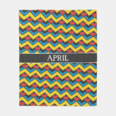 山形イエローブルーミニマルパターン フリースブランケット (正面)