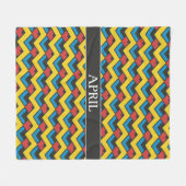 山形イエローブルーミニマルパターン フリースブランケット (正面(横))