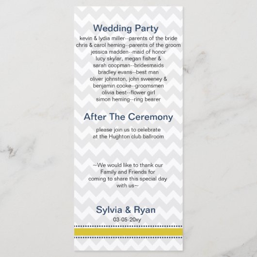 山形ストライプいかり航海の結婚式 プログラム (裏面)