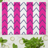 山形ストライプピンクと白の幾何学模様 キッチンタオル (折り畳み)