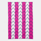 山形ストライプピンクと白の幾何学模様 キッチンタオル (縦)