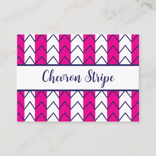 山形ストライプピンクと白の幾何学模様 名刺 (正面)