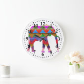 山形ゾウ模様 ラージ壁時計 (ホーム)