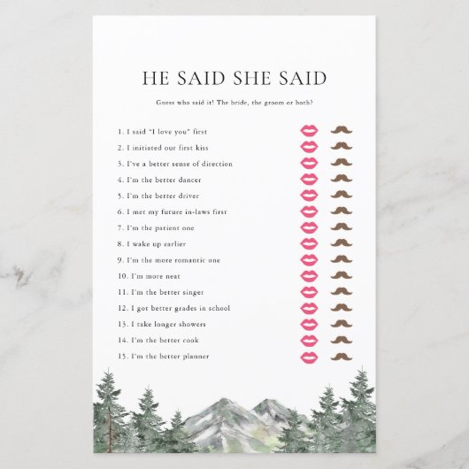 山彼は彼女はブライダルシャワーゲームと言った (正面)