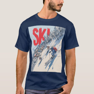 山斜面でのスキーアドベンチャー Tシャツ