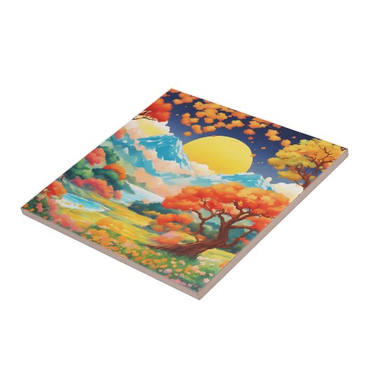 山日本のに囲まれた風景 タイル (側面)