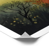 山日本の水彩壁画 ポスター (角)