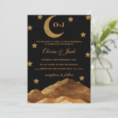 山月の夜 黒水彩金 ウェディング 招待状 (スタンド正面)