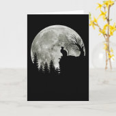 山月明かりのハロウィーンに立つ猫 カード (黄色い花)