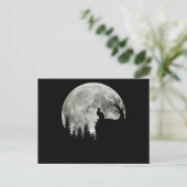 山月明かりのハロウィーンに立つ猫 ポストカード (スタンド正面)