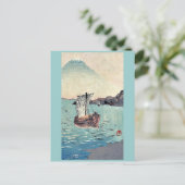 山本、ショコクの帆船と富士山 ポストカード (スタンド正面)