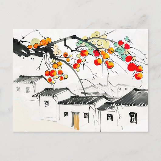 山村の熟した中国のりんご ポストカード (正面)