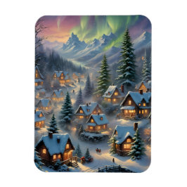 山村の聖降誕祭、極灯 マグネット