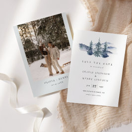 山松の木の写真日付カードを保存 招待状