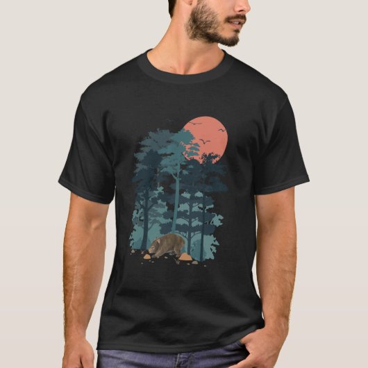 山松の空の鳥は野生飛んでいるの母 Tシャツ (正面)