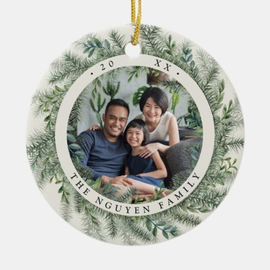 山松パーソナライズされた写真 セラミックオーナメント (正面)