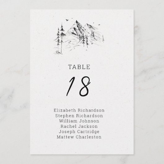 山林のゲストの名前のテーブル番号 シーズンカード (裏面)