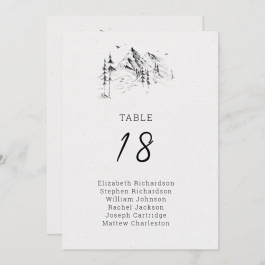 山林のゲストの名前のテーブル番号 シーズンカード (正面/裏面)