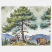 山林の動物フリースブランケット フリースブランケット (正面(横))