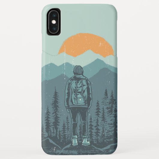 山林の夕焼け バックパッカー 女性 Case-Mate iPhoneケース (裏面)