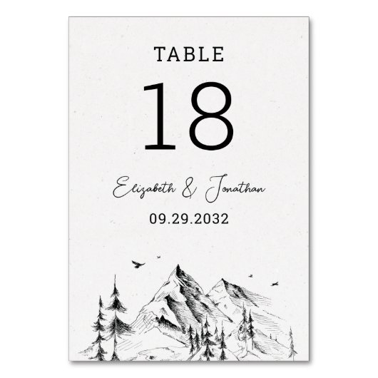 山林の手描きテーブル番号 テーブルナンバー (正面)