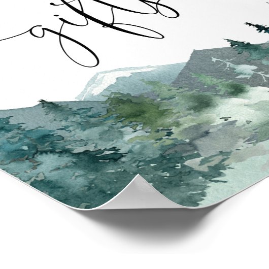 山林の木々の看板に書籍やギフト ポスター (角)