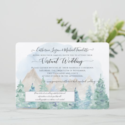 山林の木の水の色バーチャル結婚ズ 招待状 (スタンド正面)