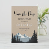 山林の森の結婚式の日付を保存 招待状 (スタンド正面)