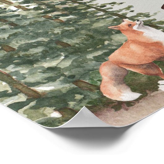 山林の森林動物の赤ちゃんシャワーのサイン ポスター (角)