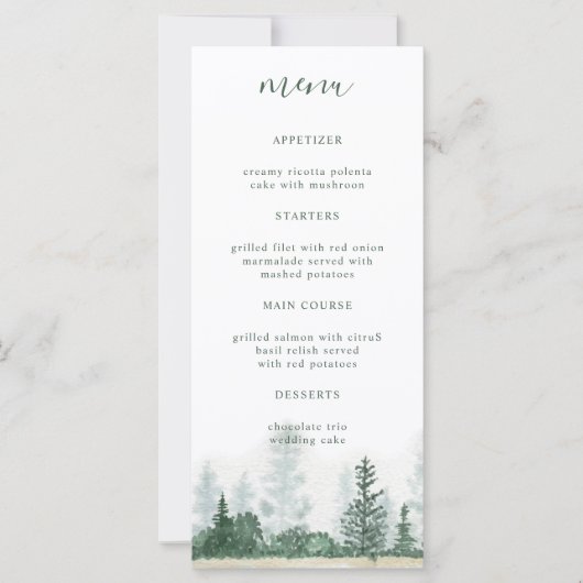 山林の水の色結婚のディナーメニュー (正面)