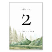 山林の素朴数結婚表カード テーブルナンバー (正面)