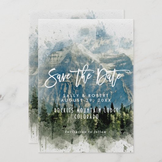 山林の結婚式は日付カードを保存 サンキューカード (正面/裏面)