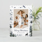 山林の鹿の写真メリークリスマスカード シーズンカード (スタンド正面)