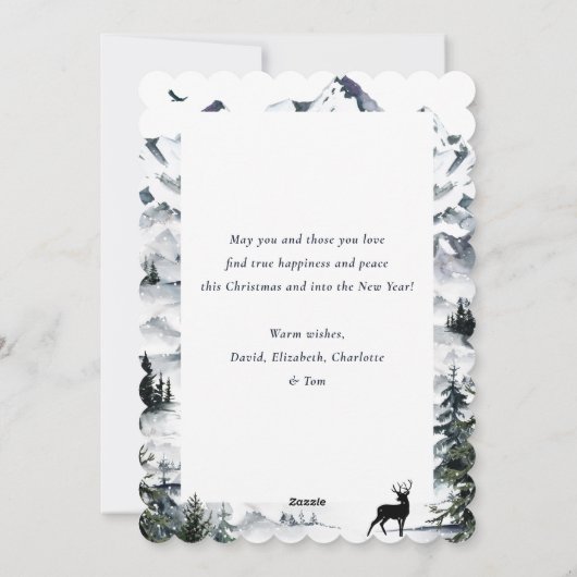 山林の鹿の写真メリークリスマスカード シーズンカード (裏面)