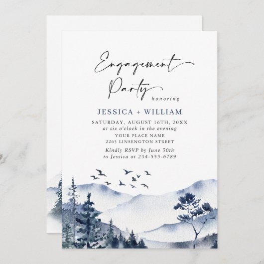 山林エレガント婚約パーティ 招待状 (正面/裏面)