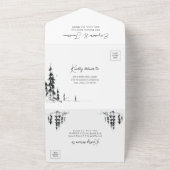 山林シンプルの手描きスケッチ写真 オールインワン招待状 (外側)