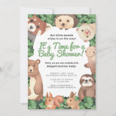 山林動物(/wクマとナマケモノ)のベビーシャワー 招待状 (正面)