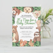 山林動物(/wクマとナマケモノ)のベビーシャワー 招待状 (スタンド正面)