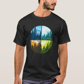 山林樹木自然グラフィックアウトドアハイキング Tシャツ