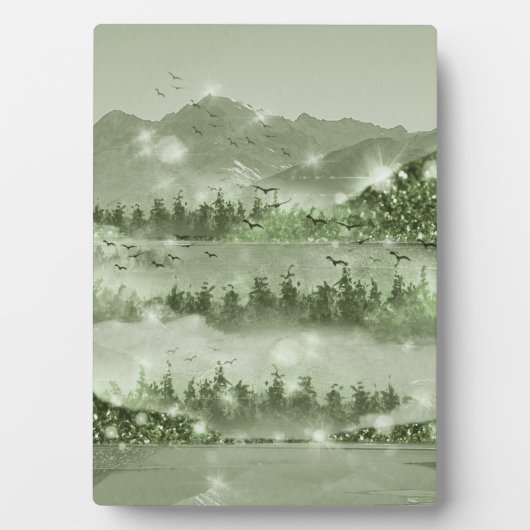 山林湖景混合媒体 フォトプラーク (正面)