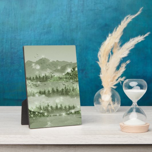 山林湖景混合媒体 フォトプラーク (側面)