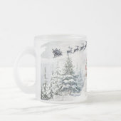 山林素朴クリスマスキャビンの風景 フロストグラスマグカップ (左)