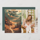 山林素朴写真第1回誕生日 招待状 (正面/裏面)