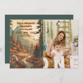 山林素朴写真第1回誕生日 招待状 (正面/裏面)