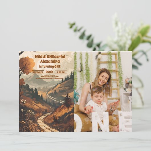 山林素朴写真第1回誕生日 招待状 (スタンド正面)