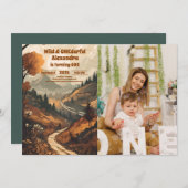 山林素朴写真第1回誕生日 招待状 (正面/裏面)